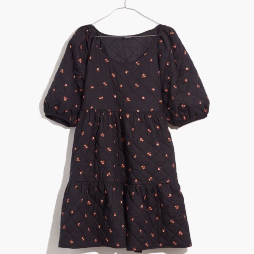 Madewell Quilted Puff-Sleeve Mini Dress in Amie Floral